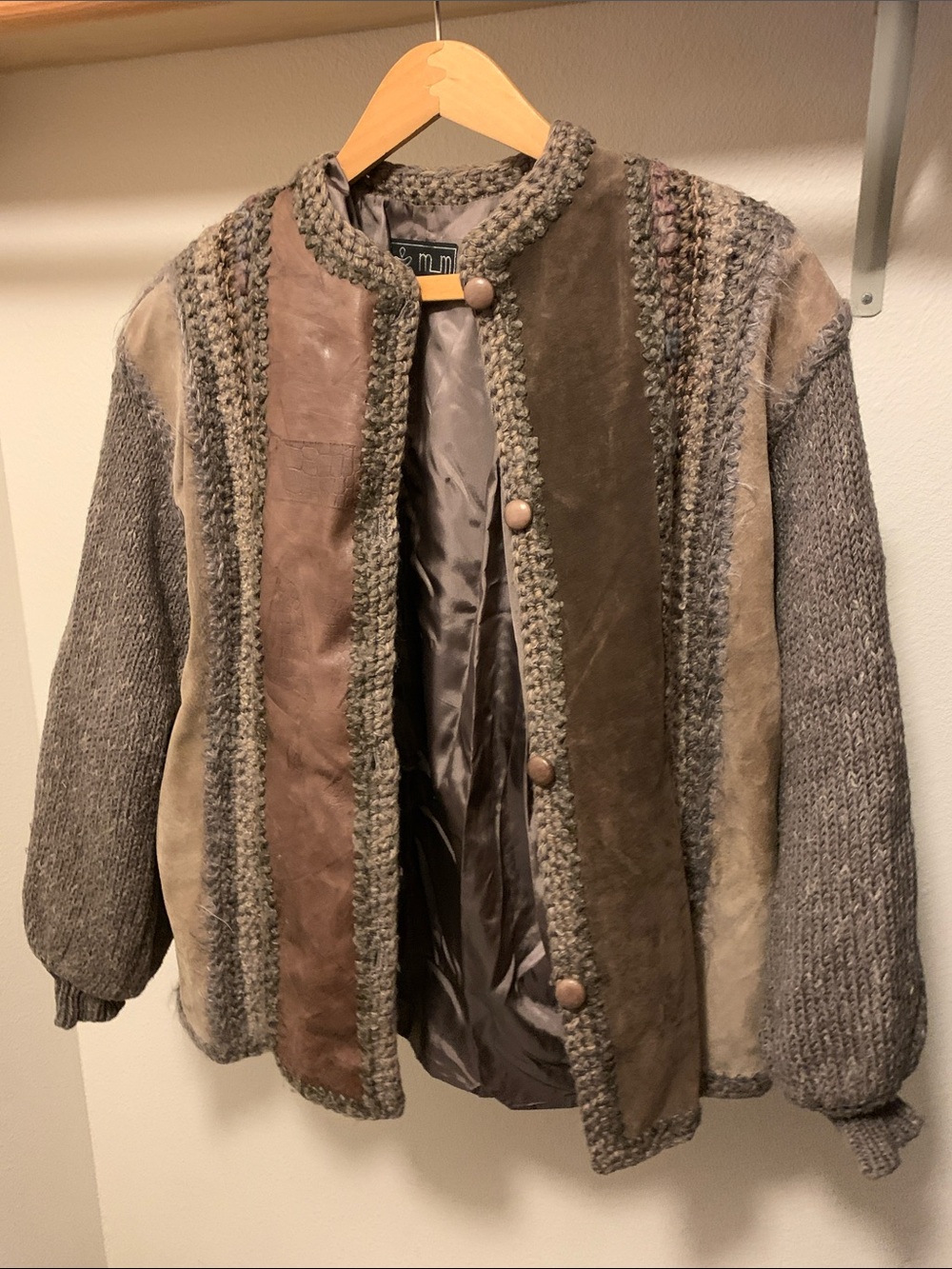 M_M Knit-Trim Jacket in Taupe Gray